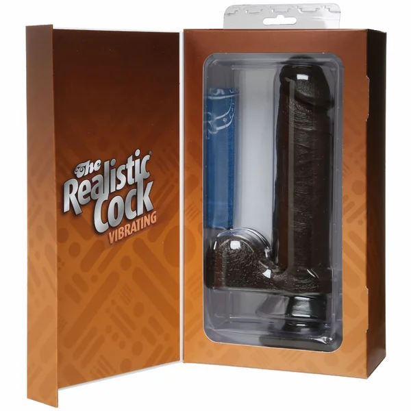 Realistic Cock - Vibrating - 8 inch Black — image 8 of 9