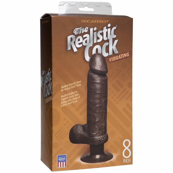 Realistic Cock - Vibrating - 8 inch Black — image 9 of 9