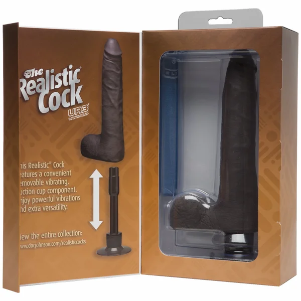Realistic Cock Vib 9 inch Slim with Balls Black — image 11 of 11