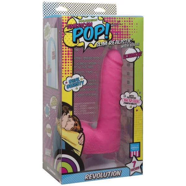 American Pop Revolution Ultraskyn 7 inch Dong w/Balls & Suction Cup - Pink — image 4 of 4