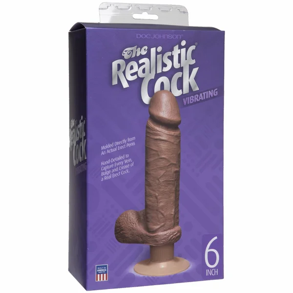 Realistic Cock - Vibrating - 6 inch Brown — image 7 of 7