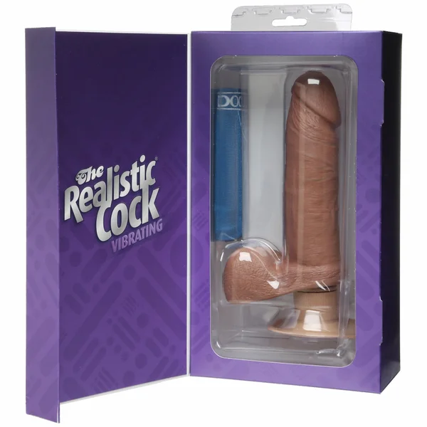 Realistic Cock - Vibrating - 6 inch Brown — image 6 of 7