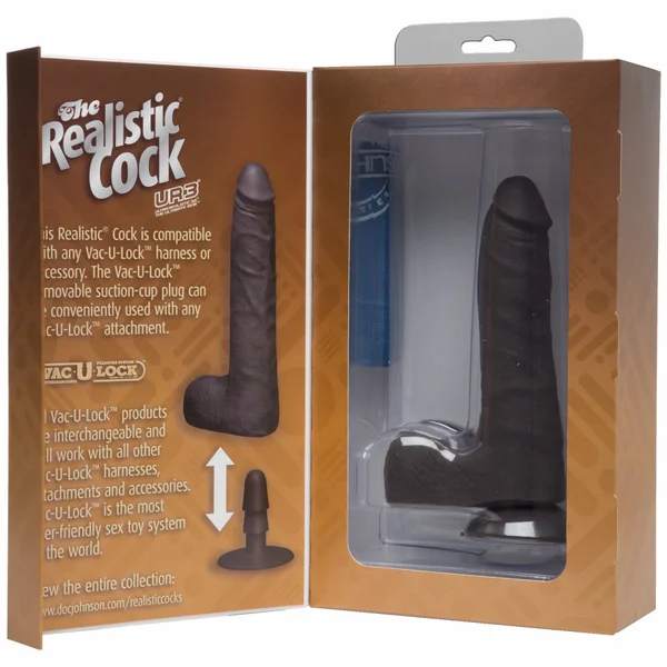 Realistic Cock Ultraskyn UR3 7 inch Slim with Balls Black — image 11 of 11