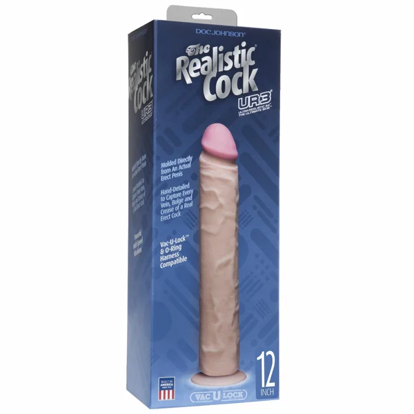 Realistic Cock Ultraskyn UR3 12 inch with out Balls White — image 6 of 7
