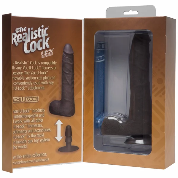 Realistic Cock Ultraskyn UR3 9 inch Slim with Balls Black — image 11 of 11
