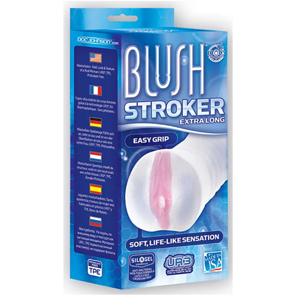 Doc Johnson Ur3 Xtra Long Blush Stroker (Clear/Pink) — image 2 of 2