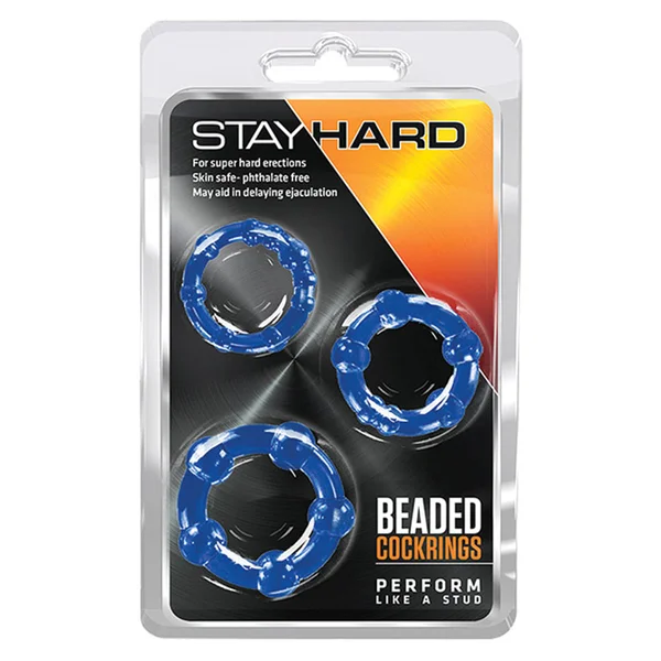 Stay Hard Beaded Cockrings 3pc Set Blue — image 2 of 2