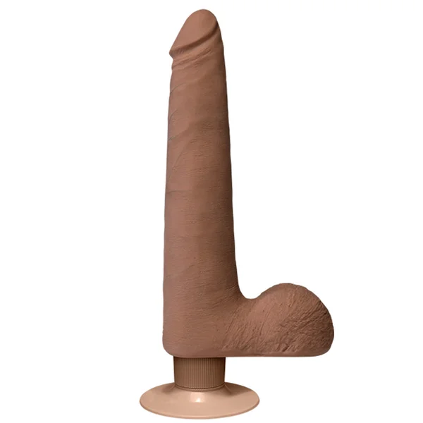 Realistic Cock Vib 9 inch Slim with Balls Brown — image 5 of 7