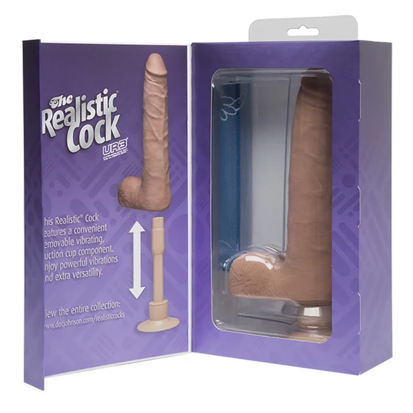 Realistic Cock Vib 9 inch Slim with Balls Brown — image 7 of 7