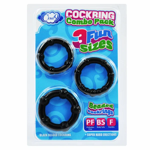 Cloud 9 - Cockring Combo Beaded Black — image 16 of 18