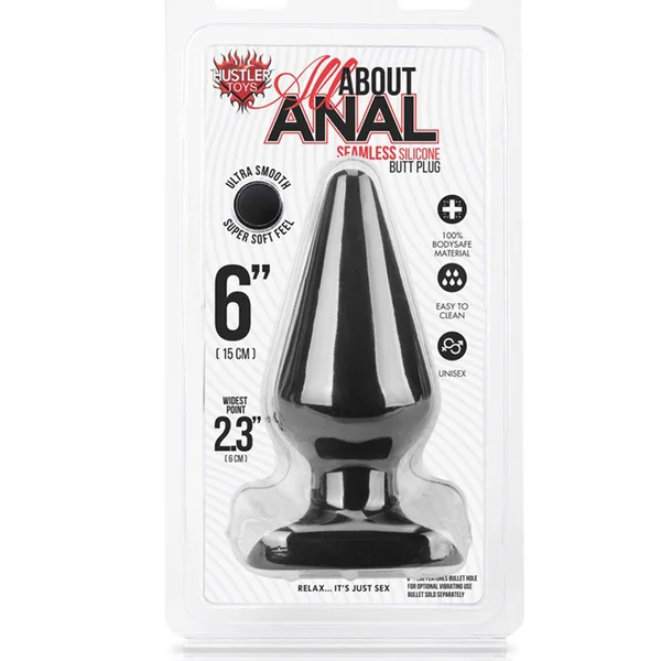 Hustler All About Anal Butt Plug 6in Black — image 5 of 5