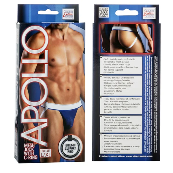 California Exotic Apollo Mesh Jock with C-Ring - L/XL - Blue — image 2 of 2