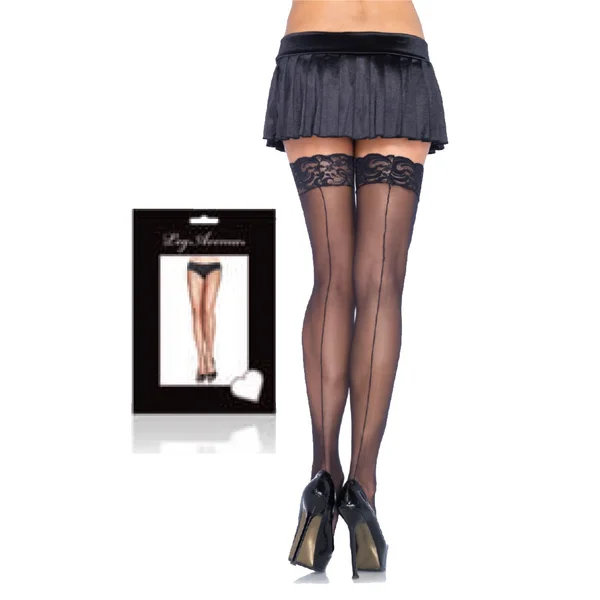 Sheer Stocking with Backseam Lace Top O/S — image 2 of 2