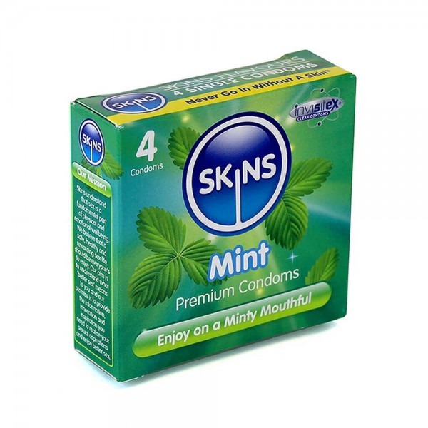 Skins Mint Flavoured Condoms - 4 Pack