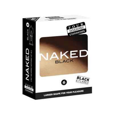 Four Seasons Naked Black Condoms 6 Pack
