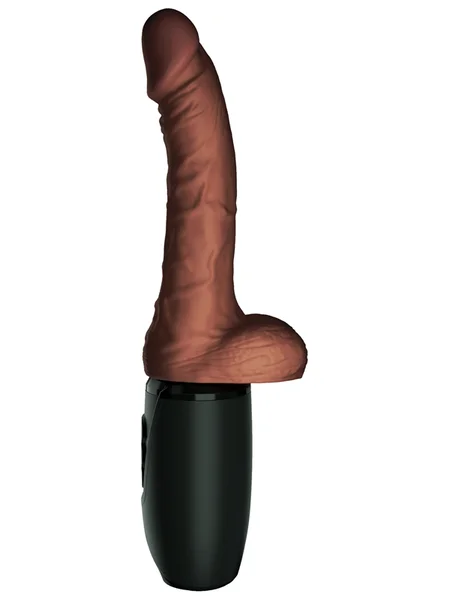 King Cock Plus 7.5 In. Thrusting Cock With Balls Dildo Brown — image 4 of 9