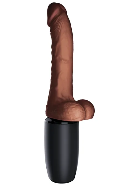 King Cock Plus 7.5 In. Thrusting Cock With Balls Dildo Brown — image 5 of 9