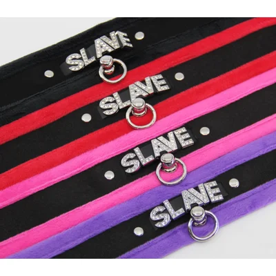 COL016B Diamante Word Collar Slave