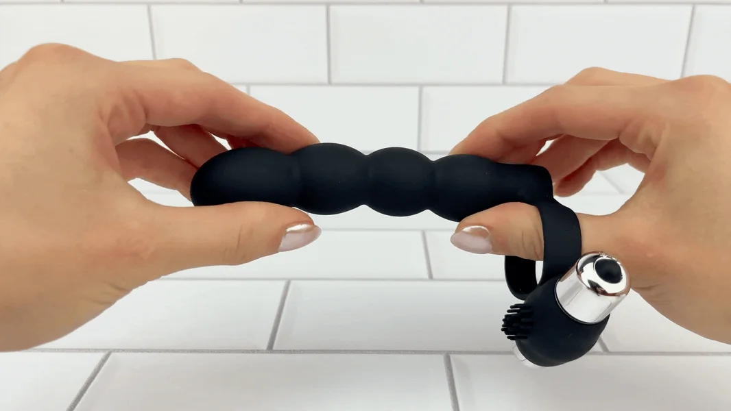 Beaded Double Penetration Clit Stimulating Vibrating Cock Ring — image 10 of 14