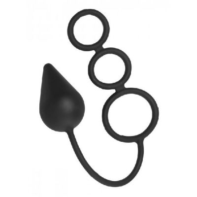 Triple Threat Silicone Tri Cock Ring And Anal Plug Medium