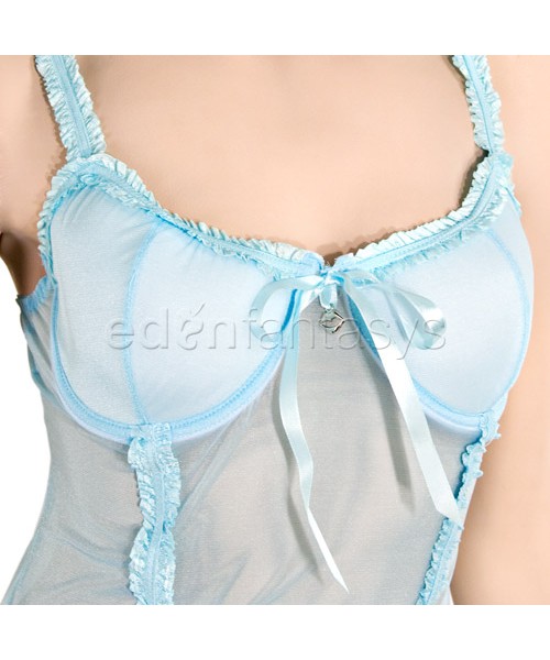 Mesh ruffled chemise with g-string