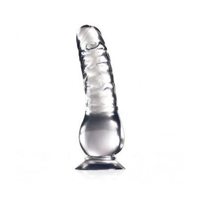 Clear stone dildo with suction cup