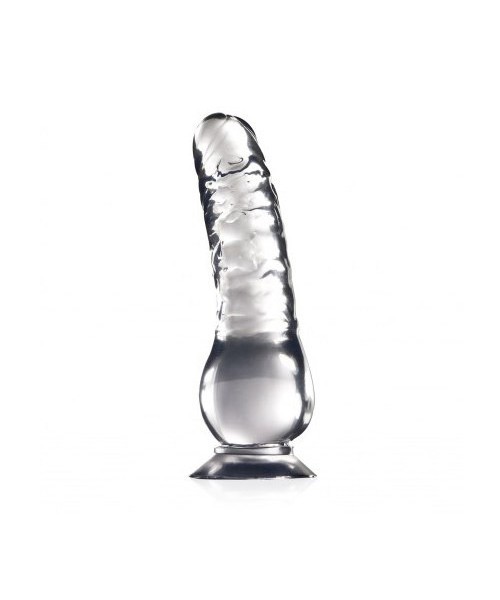 Clear stone dildo with suction cup