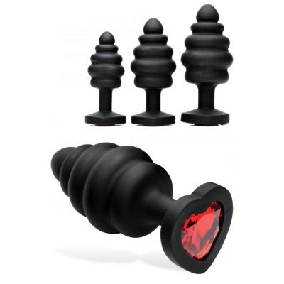 Mistress by Isabella Sinclaire Silicone Butt Plugs with Heart Gem 3 Pce Set