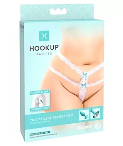 Hookup Panties Crotchless Secret Gem - White - Xl — image 8 of 14