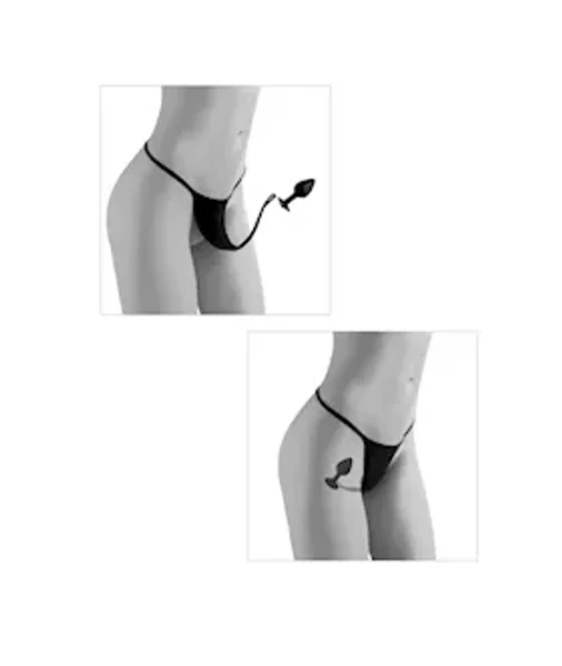 Gem Butt Plug Crotchless Panties - Black - Xl — image 10 of 10