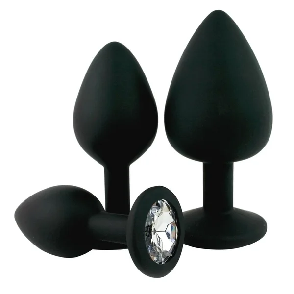 Black Silicone Jeweled Anal Plug - Available In 3 Sizes! — image 3 of 5