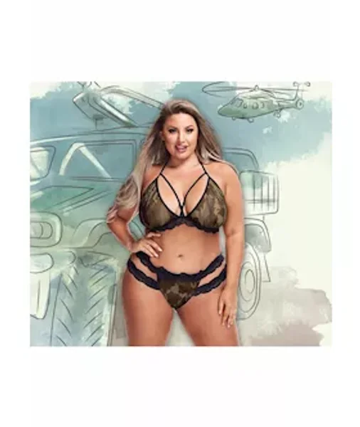 Criss-cross Mesh And Lace Army Girl  - Os/xl — image 2 of 2