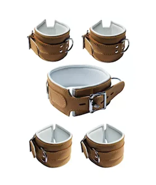 Bound X Caramel Leather Cuffs And Collar Set — image 9 of 14