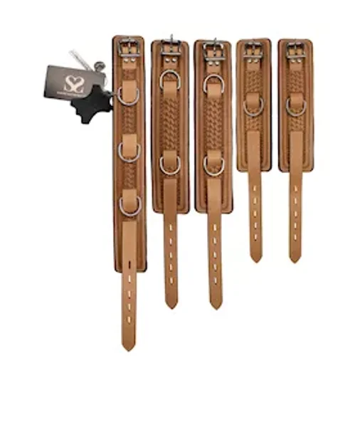 Bound X Tooled Leather Cuffs And Collar Set — image 10 of 14