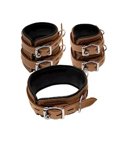 Bound X Tooled Leather Cuffs And Collar Set — image 8 of 14