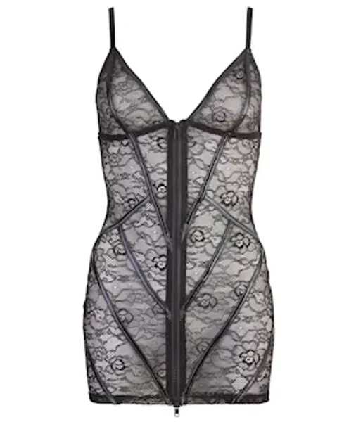 Lace Dress With Wet Look Stripes - X-large — image 3 of 4