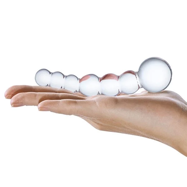Glas 5-inch Curved Beaded Glass Dildo