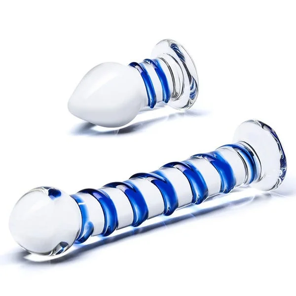 Glas Double Penetration Mr Swirly Glass Dildo and Butt Plug Set — image 6 of 8