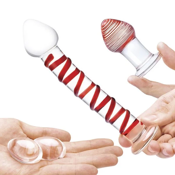 Glas 4-Piece Mr Swirly Glass Dildo and Yoni Egg Set — image 7 of 8