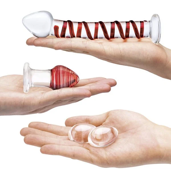 Glas 4-Piece Mr Swirly Glass Dildo and Yoni Egg Set — image 8 of 8