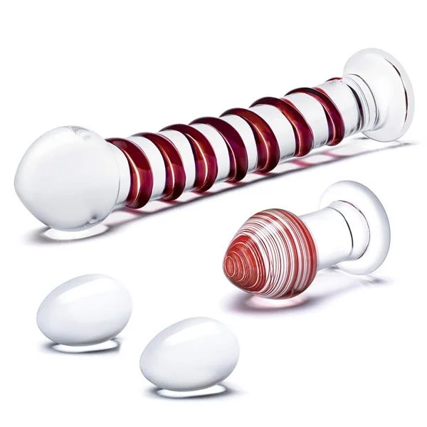 Glas 4-Piece Mr Swirly Glass Dildo and Yoni Egg Set — image 6 of 8