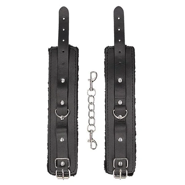 Ouch Black & White Plush Bonded Leather Wrist Cuffs — image 5 of 6