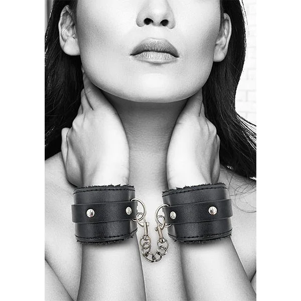 Ouch Black & White Plush Bonded Leather Wrist Cuffs — image 6 of 6