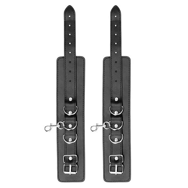 Ouch Black & White Leather Hogtie Wrist + Ankle Cuffs — image 8 of 10