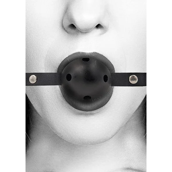 Ouch Black & White Breathable Ball Gag With Leather Strap — image 8 of 8