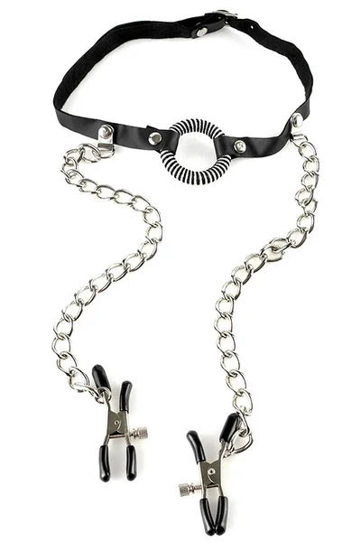 Pipedream O-Ring Gag with Nipple Clamps — image 5 of 8