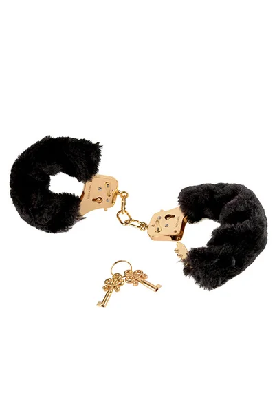 Pipedream Deluxe Black & Gold Furry Handcuffs — image 13 of 15