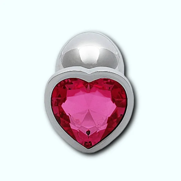 Shots Ouch! Heart Gem Butt Plug Small - Silver/Rubellite Pink — image 9 of 11