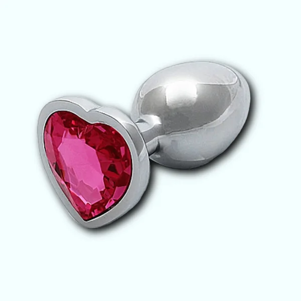 Shots Ouch! Heart Gem Butt Plug Small - Silver/Rubellite Pink — image 8 of 11