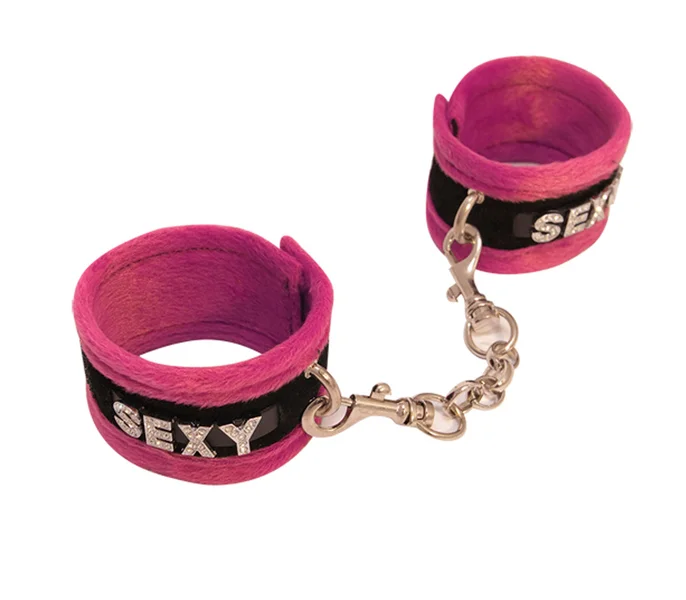 HAN016A Fluffy Diamante Sexy Wrist Restraints — image 3 of 4